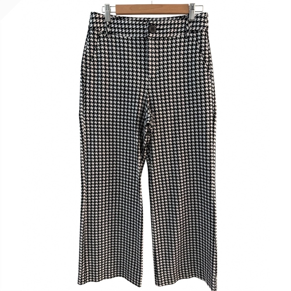 Cabi Black White Houndstooth Wide Leg Trousers Pants 3921R Womens Size 6